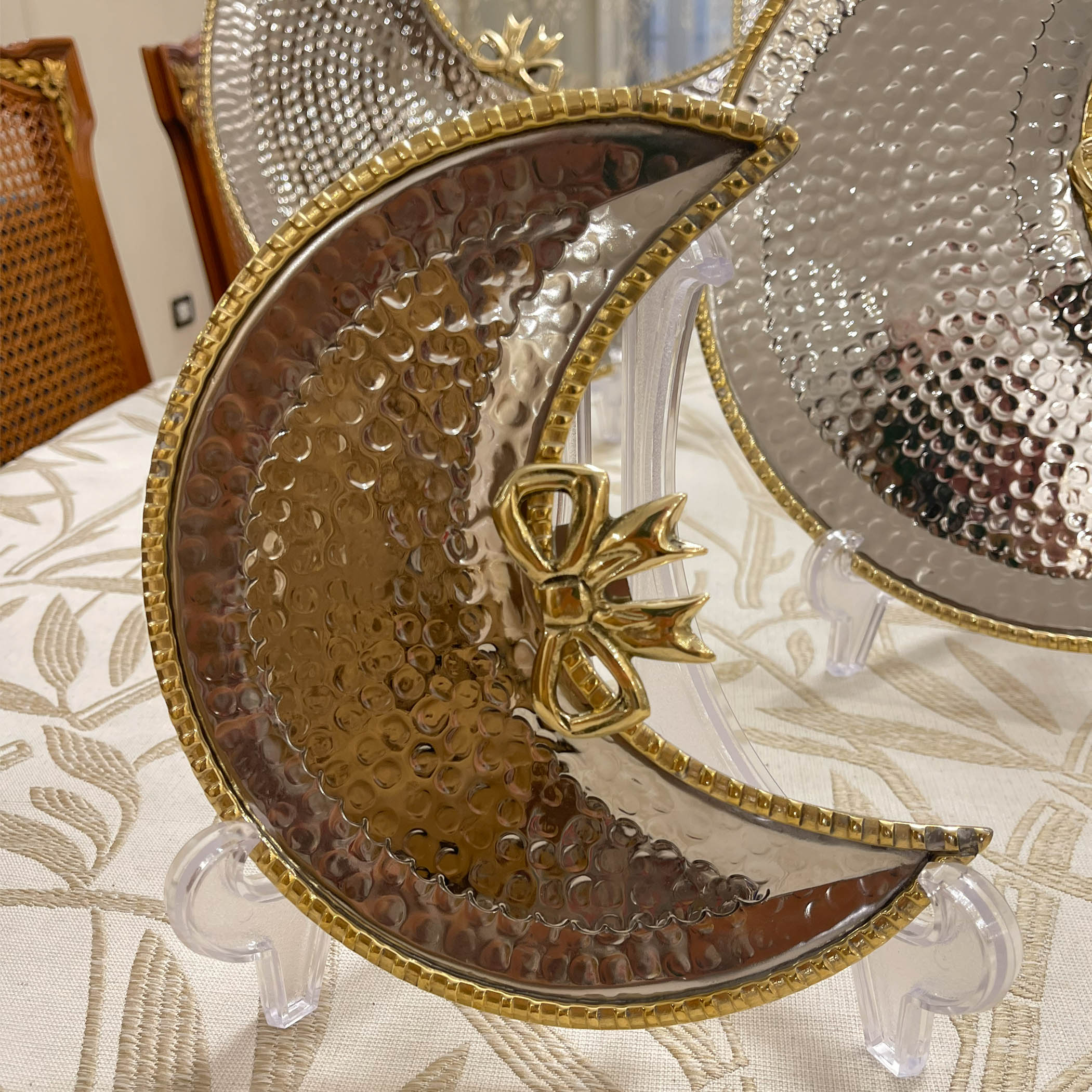 Crescent with Copper Frame Serving Dish