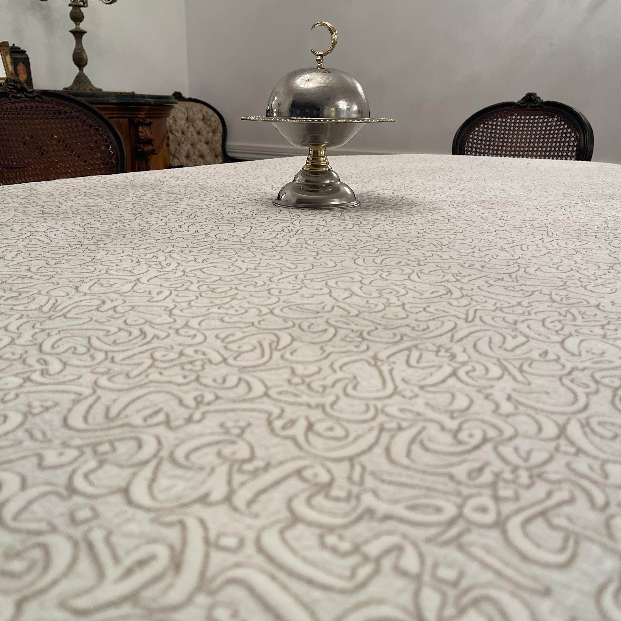 Greyish Arabic Letters Tablecloth