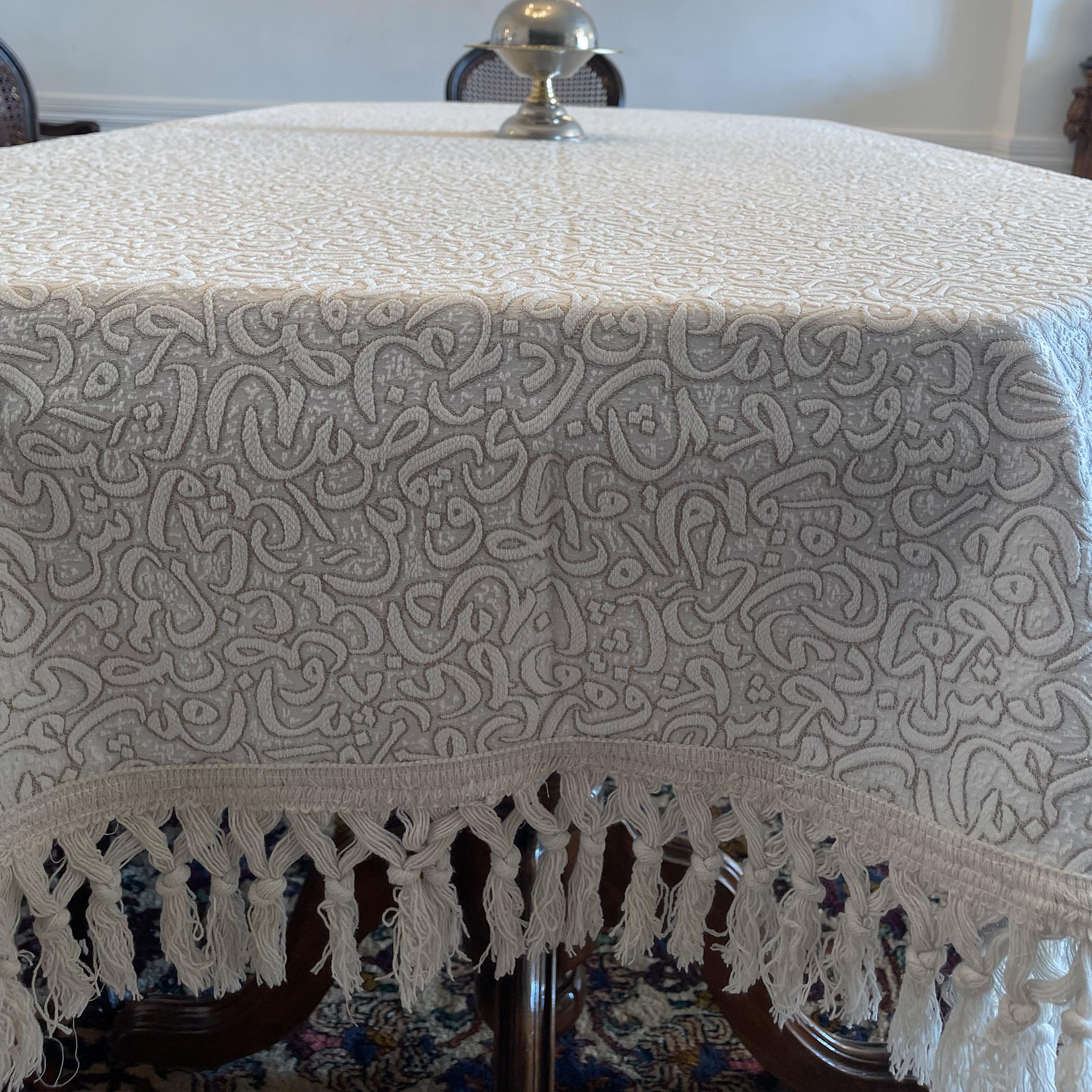Greyish Arabic Letters Tablecloth