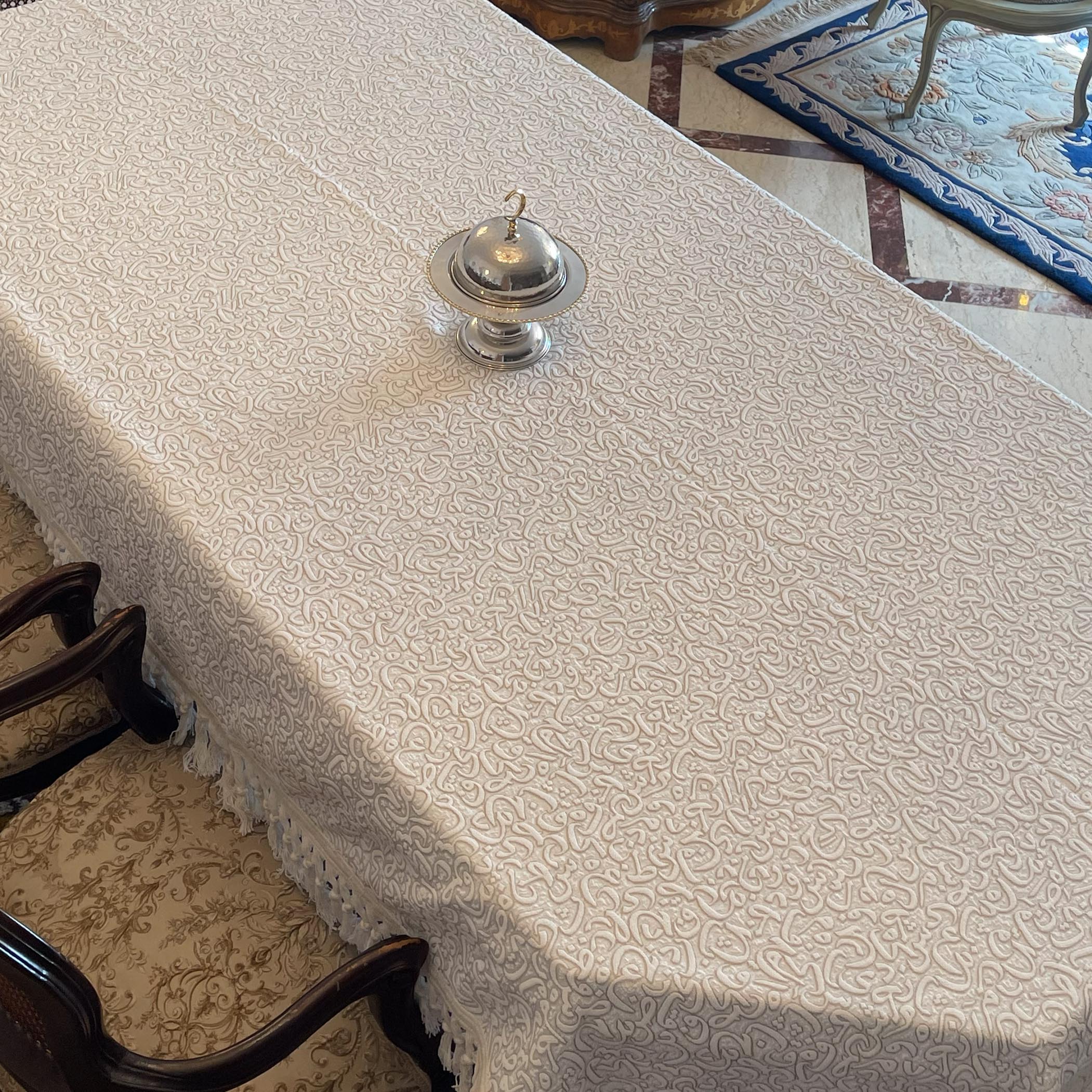 Greyish Arabic Letters Tablecloth