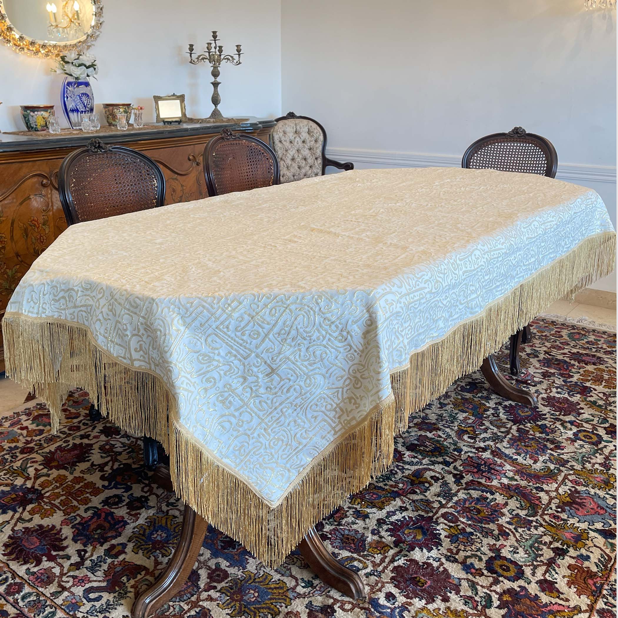 Gold Calligraphy Tablecloth
