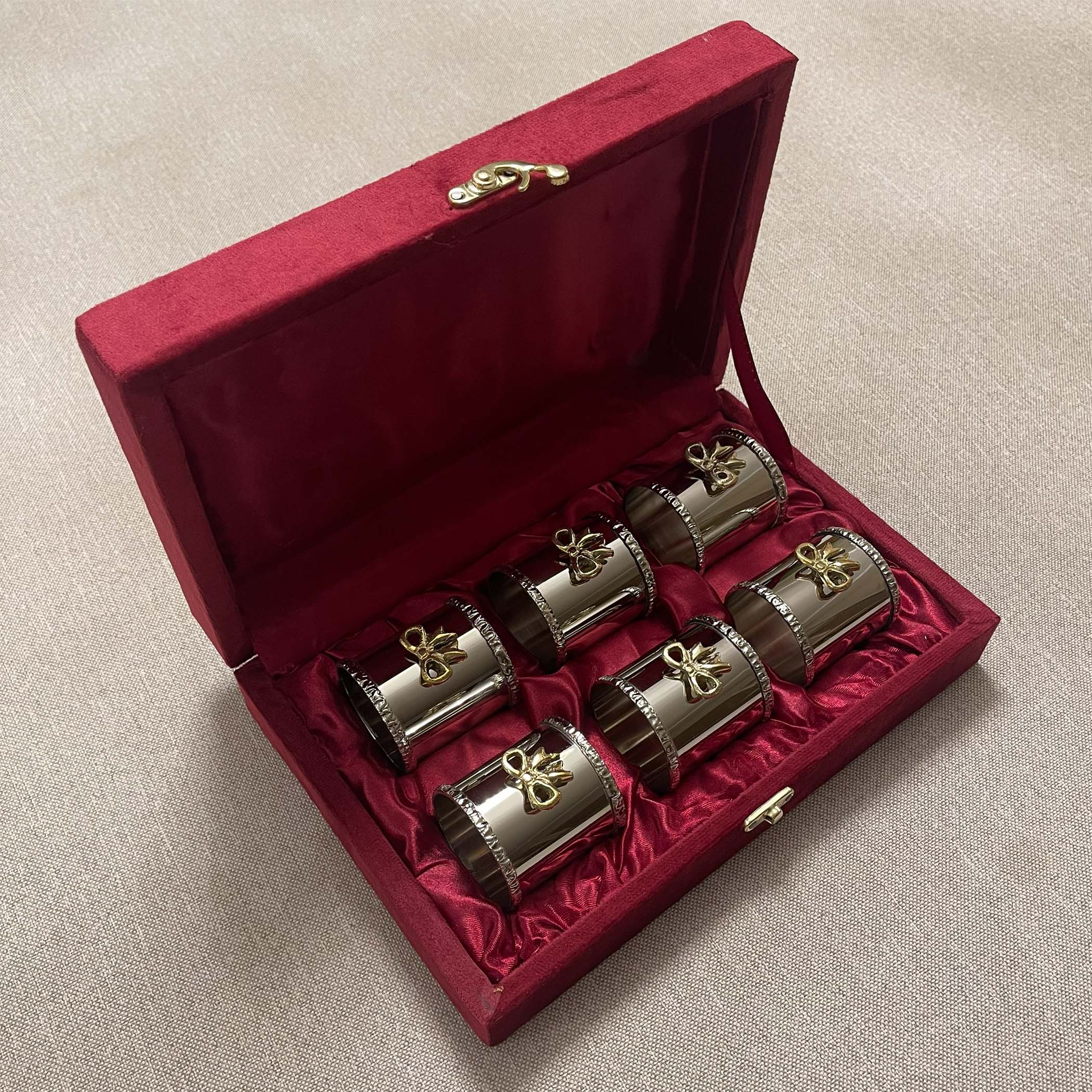 Silver Napkin Rings Set with Box