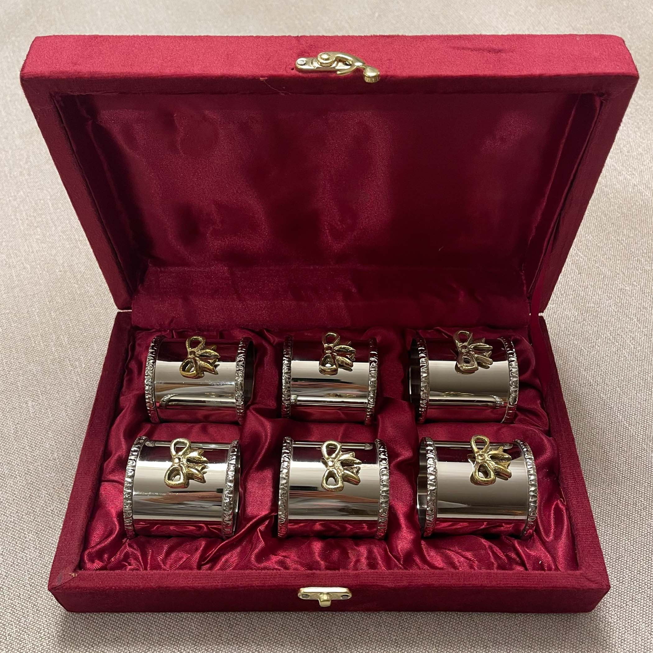 Silver Napkin Rings Set with Box