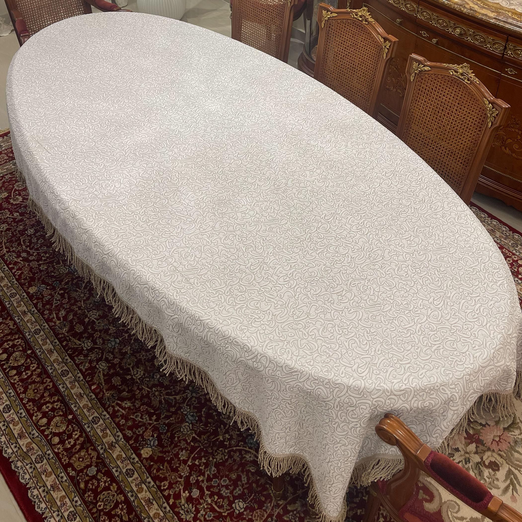 Greyish Arabic Letters Tablecloth