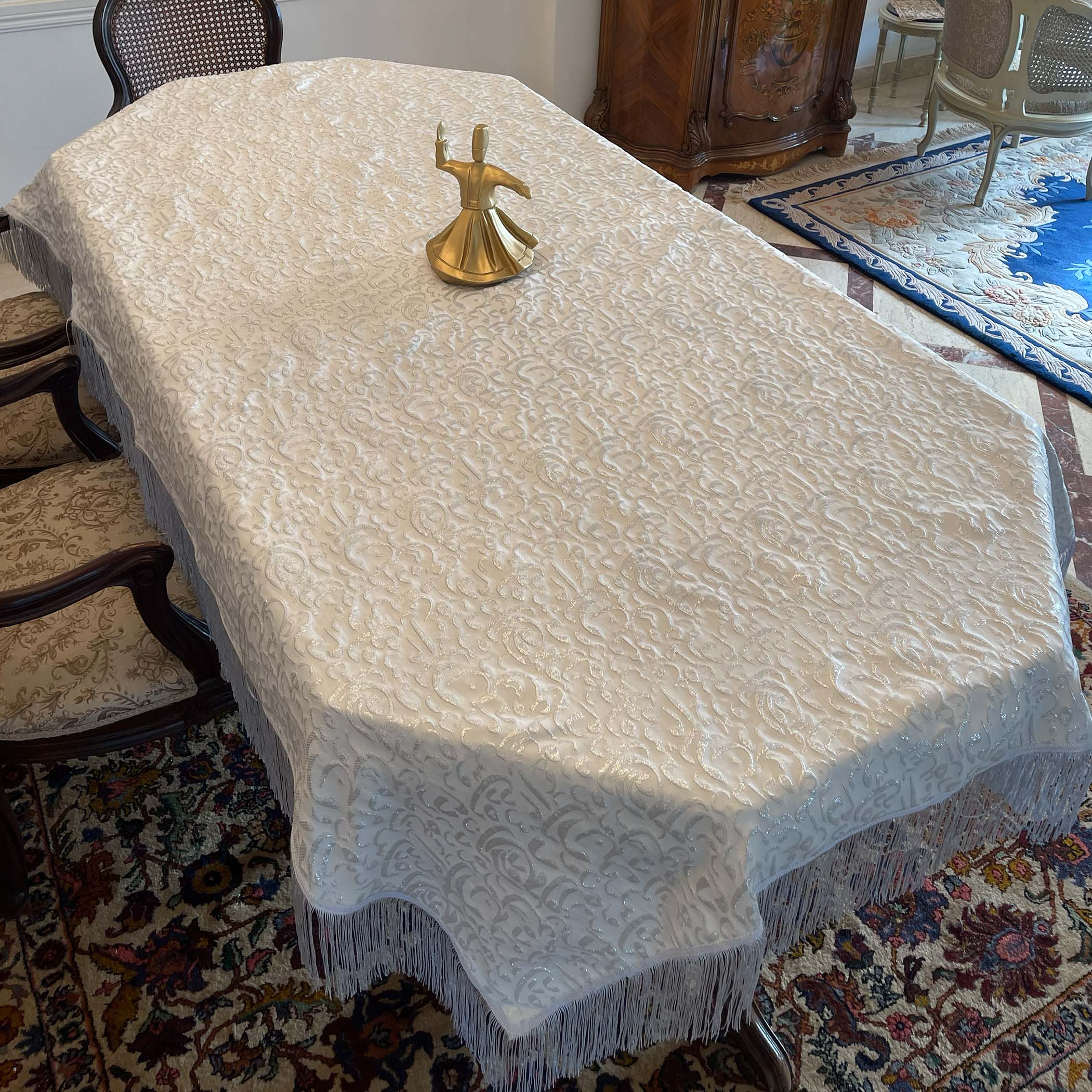 Silver Calligraphy Tablecloth
